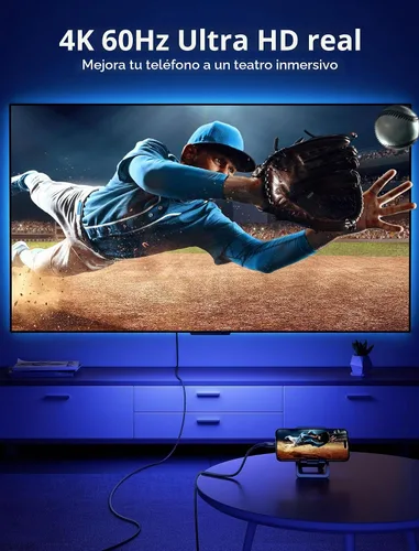 Vista 2 de JSAUX Cable USB C a HDMI de 3.3 pies Cable USB 3.1 tipo C a HDMI 2.0 de 4K a 60Hz, compatible con Thunderbolt 3/4, iPhone 16/16 Plus/16 Pro/16 Pro