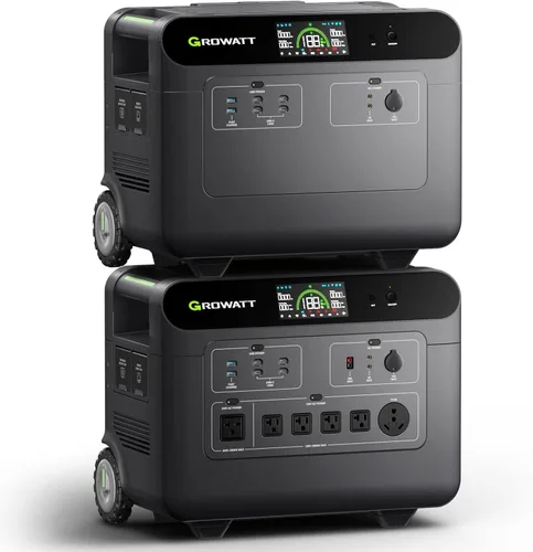Vista 8 de GROWATT Estación de energía portátil de 3600 Wh, generador solar eléctrico HELIOS 3600 para uso doméstico, expandible a salida de CA de 240 V/7200