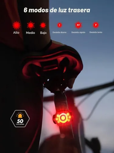 Vista 4 de Cuvccn Luces de bicicleta superbrillantes de 1000 lúmenes con luz lateral, 4+6 modos recargables de bicicleta delanteras y traseras, faros