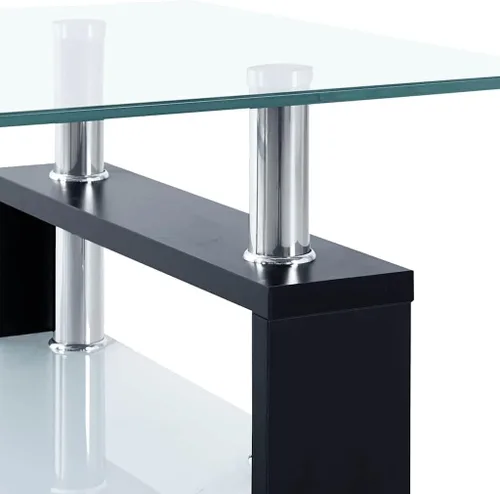 Vista 8 de Mesas de Centro para sala Juego de mesa de comedor negro y transparente de 37.4 x 21.7 x 15.7 pulgadas, vidrio templado, adecuado para dormitorios