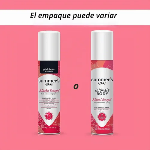 Vista 2 de Summer's Eve Spray femenino refrescante diario, Blissful Escape, 2 onzas Spray corporal diario sin talco para mujeres, cuidado femenino que