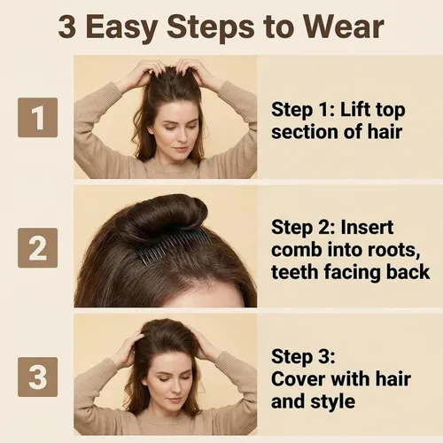 Vista 5 de 1 pinza invisible para el cabello postizo, base para el cabello, volumen esponjoso, aumento de volumen, accesorios de peinado para mujeres y niñas