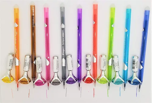 Vista 2 de Bolígrafos de gel de tinta multicolor con forma de diamante de 7 pulgadas (paquete de 24) para escribir, dibujar, notas, diario diario, diario