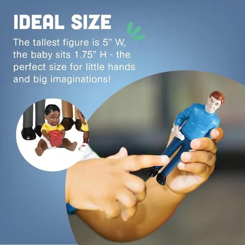 Vista 7 de Cre8tive Minds Juego de Simulación Familias Multiculturales, Figuras de Juguete Diversas para Niños, Detalles Realistas, Juguetes de Aprendizaje