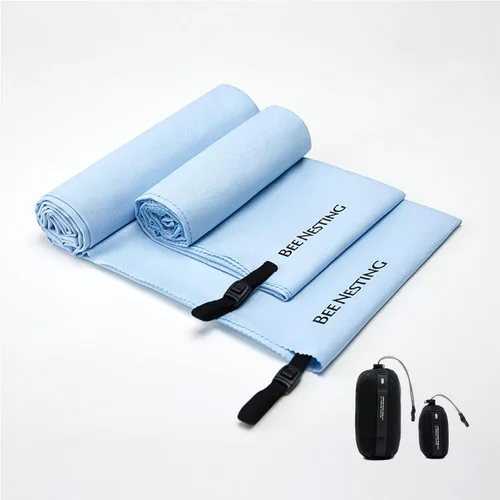 Vista 53 de Bee Nesting Toalla ultraligera de secado rápido – Paquete de 2 toallas de microfibra medianas y pequeñas con bolsillo compacto plegable para viajes