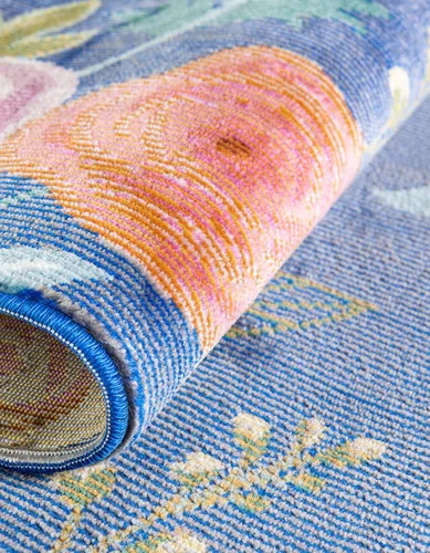 Vista 5 de Unique Loom Blossom Collection - Alfombra de área Ashley (9 pies x 12 pies 2 pulgadas, rectangular, azul/oliva)