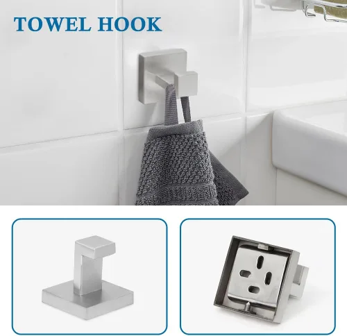Vista 2 de Juego de accesorios de baño de 4 piezas, juegos de toalleros, incluye toallero, soporte para papel higiénico, gancho para toallas, kit de accesorios
