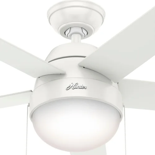 Vista 10 de Hunter Anslee, Ventilador de techo, para interiores, con luz LED, 46 Montaje estándar, cadena de tracción, 5 cuchillas, para dormitorio, sala