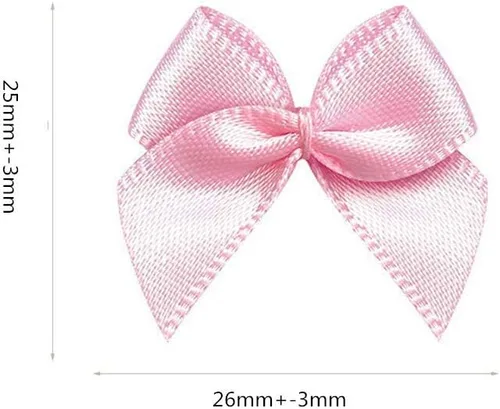 Vista 2 de VIVIQUEN 50 mini lazos de satén de cinta de flores de 0.984 in x 1.024 in, apliques de bricolaje para costura, álbumes de recortes, boda, regalo