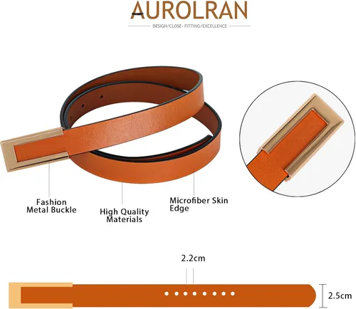 Vista 177 de Cinturón de cuero clásico con hebilla de metal para mujer con vestido de jeans