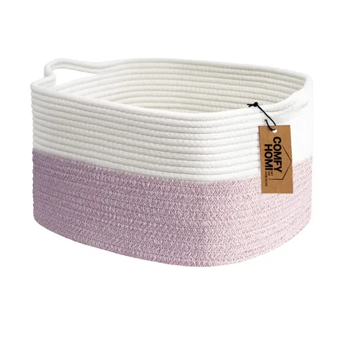 Vista 33 de COMFY-HOMI Cestas de almacenamiento de 11.5 x 7.5 x 4.7 pulgadas para organizar, cesta tejida de cuerda de algodón, caja de almacenamiento de marrón
