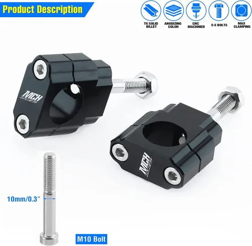 Vista 7 de 1 1/8" Elevadores de manillar para motocicleta y bicicleta de cross, abrazaderas de 28 mm para montar en manillar para bicicleta de cross de 110 cc