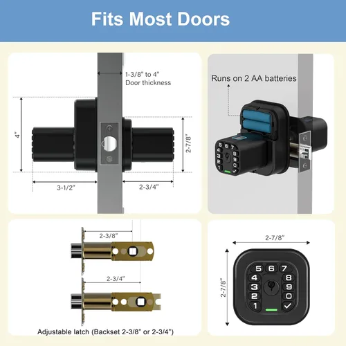 Vista 6 de IU53 Cerradura de puerta con huellas dactilares y teclado de doble cara, biométrica para todo clima, completamente impermeable con códigos de doble