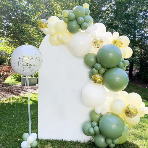 Vista 8 de Cubierta de arco de telón de fondo de globo blanco cubierta de arco de 6 pies de elastano cubierta de arco de tela para baby shower, boda