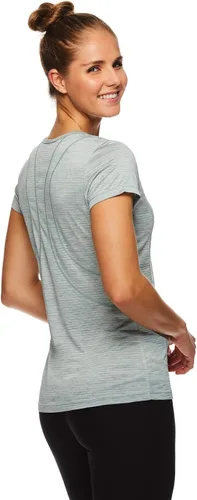 Vista 3 de Reebok - Camiseta deportiva femenina de manga corta y ajuste dinámico, para gimnasia y entrenamiento, Verde, L