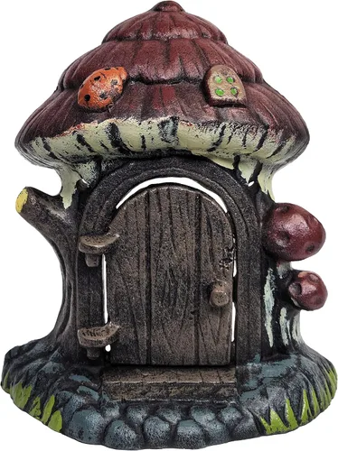 Vista 7 de Lulu Decor, Tapón decorativo para puerta de hada, 100% hierro fundido, 4 libras, 5 onzas (diseño de setas)