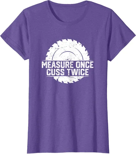 Vista 19 de Measure Once Cuss Twice, divertida camiseta de regalo para carpintería, Negro, S