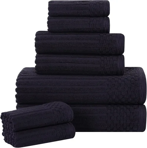 Vista 157 de Superior Juego de 6 toallas de algodón sólido y acanalado, toallas de cara de 13 x 13 pulgadas, toallas de mano de 16 x 28 pulgadas, toallas de baño