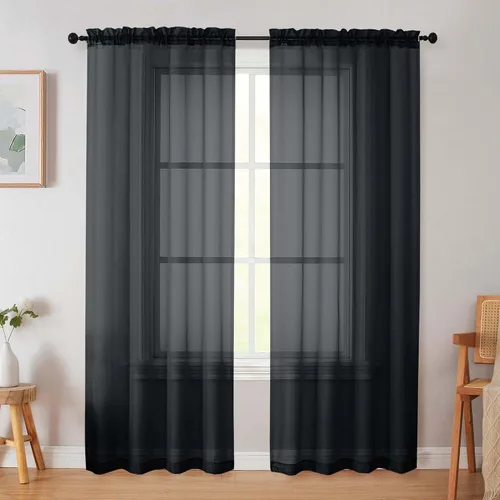Vista 151 de 2 paneles de cortinas traslúcidas blancas para dormitorio, sala de estar, 96 pulgadas de largo, modernas, suaves, ligeras, con bolsillo para barra