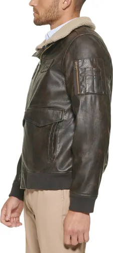 Vista 3 de Tommy Hilfiger Chaqueta bomber de piel sintética para hombre