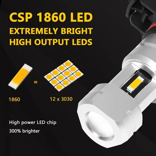 Vista 2 de PHINLION PSX24W 2504 - Bombillas LED amarillas antiniebla de 3800 lúmenes súper brillantes CSP 12276, reemplazo para lámparas antiniebla de coche