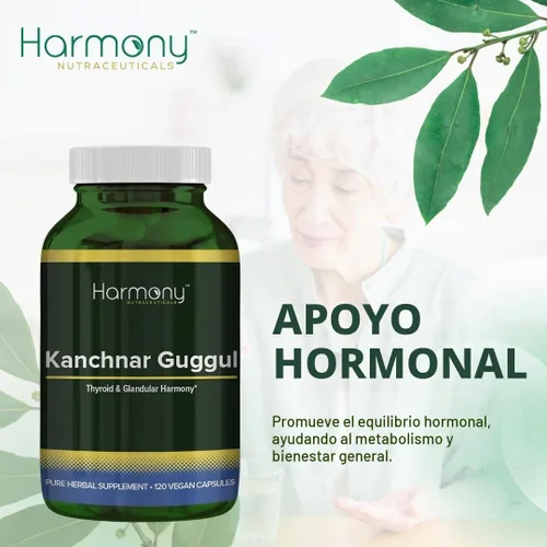 Vista 3 de Kanchnar Guggul - Armonía tiroidea y glandular - 120 cápsulas veganas - Resina Harmony Nutraceuticals Guggul