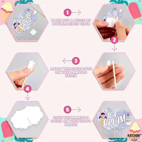 Vista 4 de KatchOn, Accesorios para cabina de fotos de helados – Paquete de 31 Accesorios de fotos de helados para decoraciones de fiesta de helado