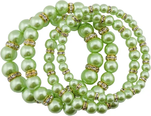 Vista 12 de Coiris 4 unids/set imitación perlas pulseras cristal mujeres multi capa (BR1113)