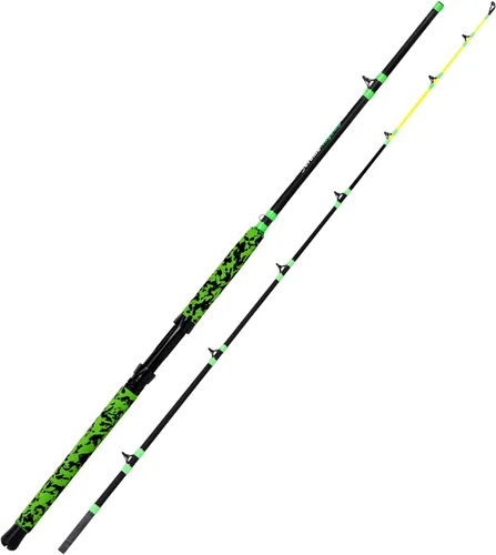 Vista 2 de Fiblink Cañas de pescar de bagre de 7'6"/8'6"/10'Caña de bagre verde 1 pieza/2 piezas portátil de viaje Caña de pesca de bagre de pesca de bagre