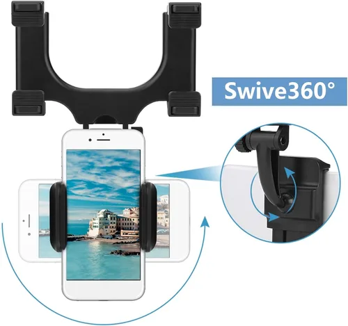 Vista 8 de Clip de agarre universal para espejo retrovisor de coche, soporte universal para teléfono celular para iPhone Samsung HTC GPS Smartphone