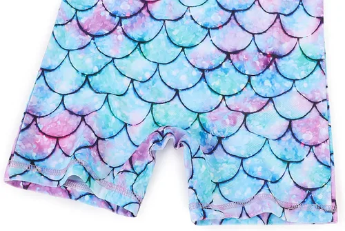 Vista 5 de AmzBarley Traje de baño de sirena para niñas, camiseta de protección contra sarpullido, traje de baño de una pieza para niños, traje de baño