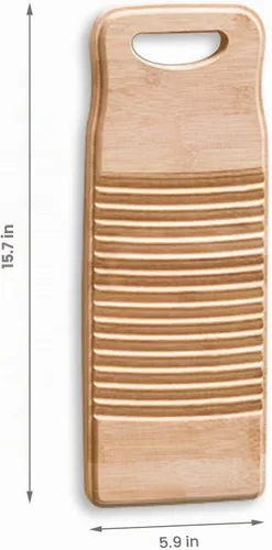 Vista 6 de Lakingo Tabla de lavado de mano de bambú natural para lavandería, pequeña tabla de fregar de madera, tabla de lavar rústica a la antigua, mini tabla