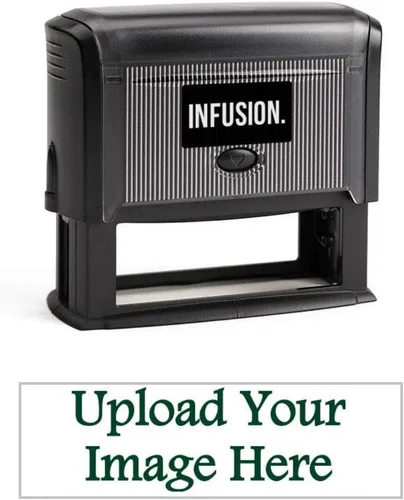 Vista 9 de Infusion 1" x 3-1/4" Logotipo Personalizado, Grande, Rectangular Autoentintado Logo Sello, Negro