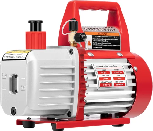 Vista 8 de VIVOHOME Bomba de vacío de aire de paletas rotativas de una etapa, 110V, potencia de 1/4 HP, 3.5 CFM con botella de aceite HVAC Vacuum Pump for