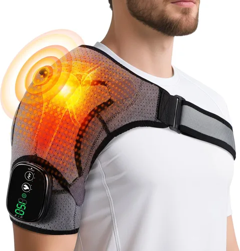 Vista 9 de Almohadilla térmica de hombro inalámbrica con vibración para aliviar el dolor del manguito rotador, masajeador de hombro calentado HSA elegible por
