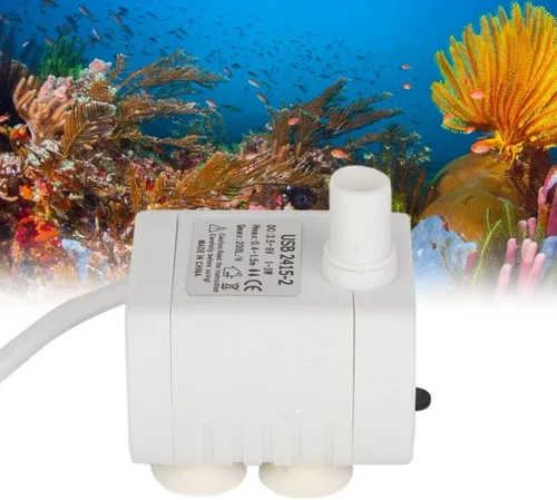 Vista 2 de JTLB Bomba de fuente de agua para gatos, repuesto de bomba USB blanca de 7 x 7 x 5, bomba de agua sumergible para acuario de peces, dispensador