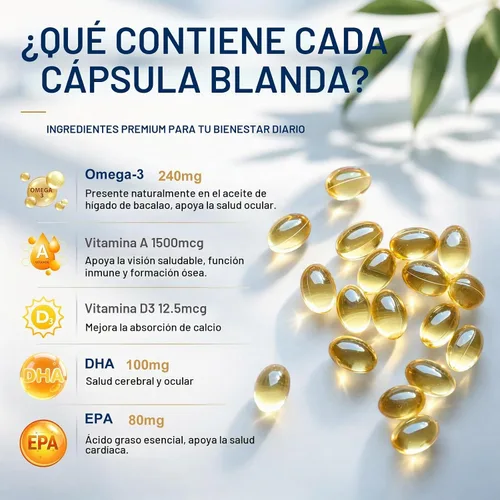 Vista 4 de Aceite de hígado de bacalao 180 cápsulas blandas, 1,000 mg por porción
