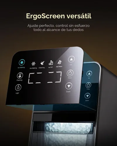 Vista 4 de ecozy Nugget Ice Maker - Encimera de hielo de guijarros masticable de 40 libras/24 horas, control de temporizador de un toque, máquina de hielo