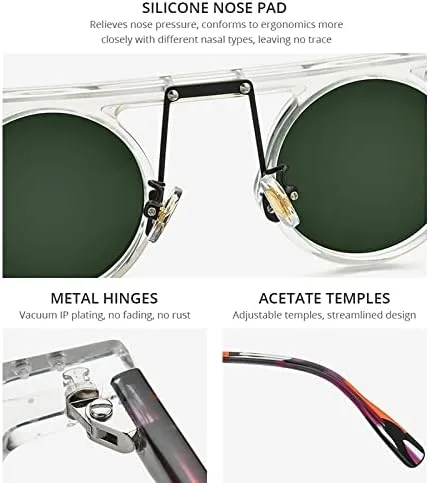 Vista 3 de HEPIDEM Acetate - Gafas de sol polarizadas redondas retro vintage para mujer UV400 con protección UV 9188T