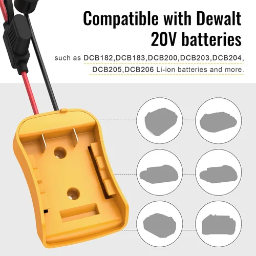 Vista 4 de Azocek para Adaptador de Rueda Eléctrica Compatible con Batería Dewalt de 20V con Arnés de Cable Conector Compatible con Coche Infantil Peg-Perego
