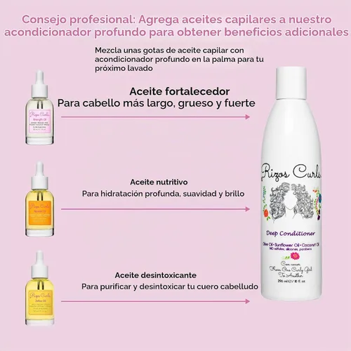 Vista 6 de Rizos Curls Acondicionador profundo de viaje, fortalece e hidrata el cabello mientras controla el encrespamiento, añade suavidad y manejabilidad