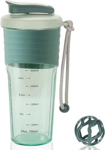 Vista 11 de Botella agitadora para mezclas de proteínas, 24 onzas, botellas mezcladoras de proteínas con bola batidora, botella mezcladora, botella