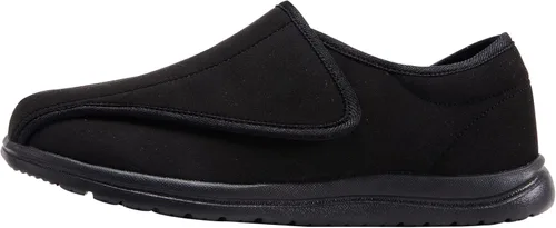 Vista 3 de Zapatos anchos para caminar para hombre, con velcro ajustable, para ancianos, edema diabético, pies hinchados, ligeros, antideslizantes, suela
