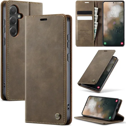 Vista 15 de Funda tipo cartera para Samsung Galaxy Z Fold 7 de piel con tarjetero y función atril, cierre magnético, bloqueo RFID, TPU a prueba de golpes, Negro