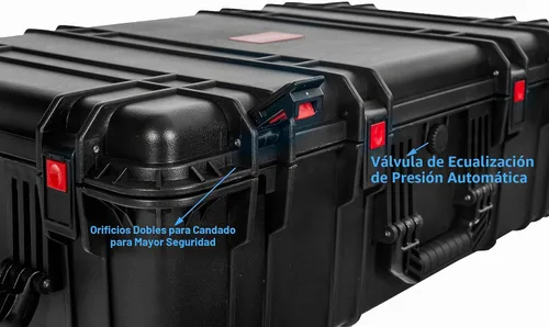 Vista 6 de Regetek Funda rígida impermeable con ruedas, espuma personalizable de 35 x 20 x 12 pulgadas, funda de transporte de equipo para cámara, dron