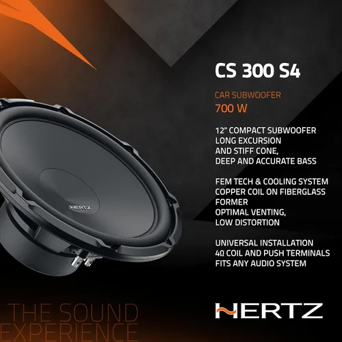 Vista 4 de HERTZ Cento Series CS-300-S4 Subwoofer SVC RMS de 4 ohmios de 12" (300 mm) 350 vatios