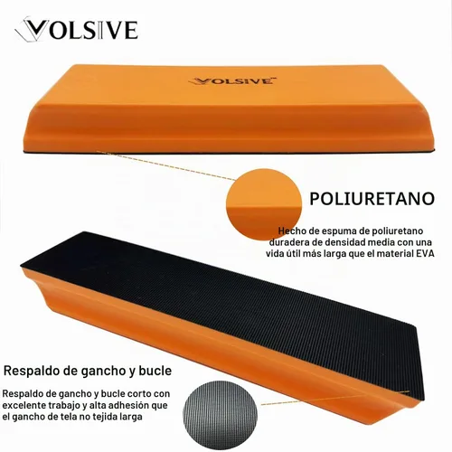 Vista 4 de VOLSIVE Juego de 7 piezas de bloque de lijado manual, almohadilla de lijado manual rectangular, gancho y bucle intercambiables de formas variadas