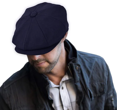 Vista 16 de EPOCH Gorra de lana para hombre, sombrero de golf Applejack de cabbie de tweed de conducción en espiga Nsb1910