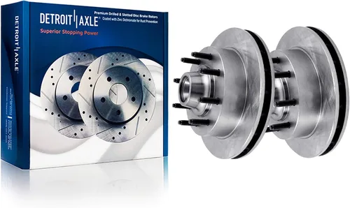 Vista 21 de Detroit Axle - Rotores de freno delantero para Volkswagen Touareg Audi Q7 Porsche Cayenne Rotores de freno de disco perforados y ranurados Reemplazo