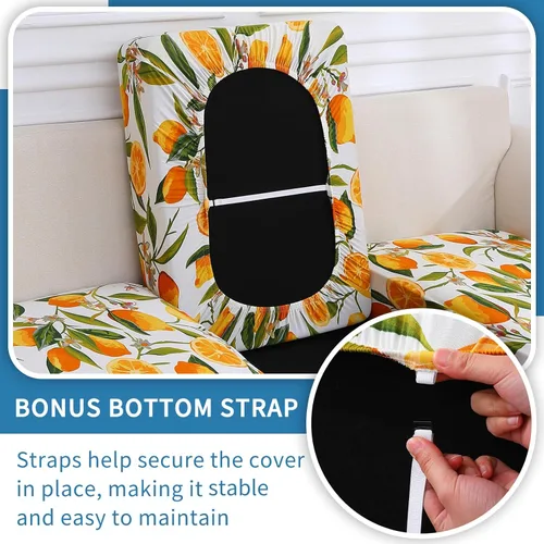 Vista 35 de hyha Fundas de cojín de sofá estampadas, fundas de sofá florales lavables para sofás con 2 cojines, fundas de cojín de patrón elástico para muebles